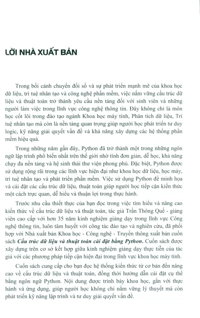 CẤU TRÚC DỮ LIỆU VÀ THUẬT TOÁN CÀI ĐẶT BẰNG PYTHON